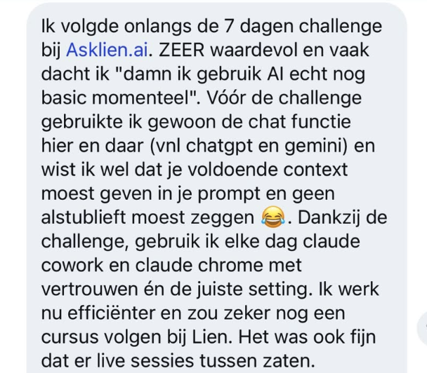 Testimonial van deelnemer